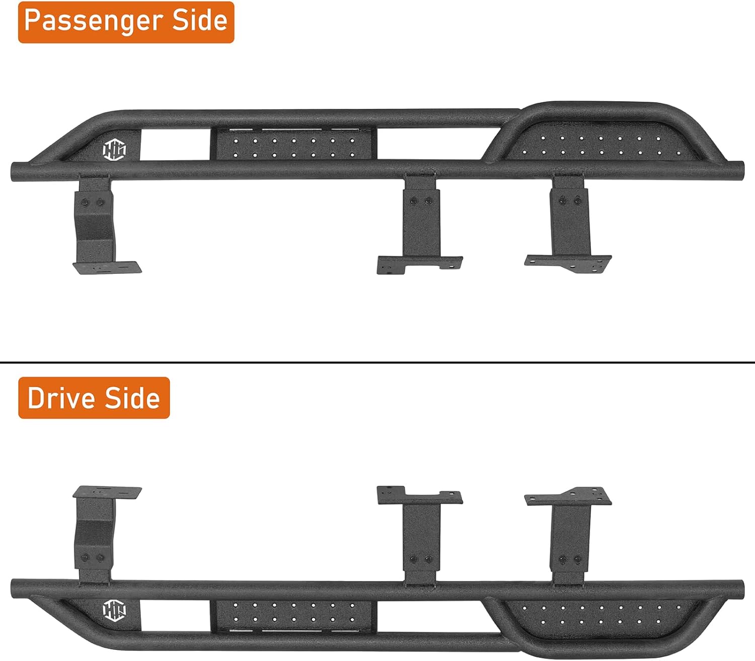 Hooke Road GX460 Side Steps Running Boards for 2010-2023 Lexus GX460, Sturdy Steel Offroad Rock Slider Rail Nerf Bars with Kick-Out & Non-Slip Step Pads