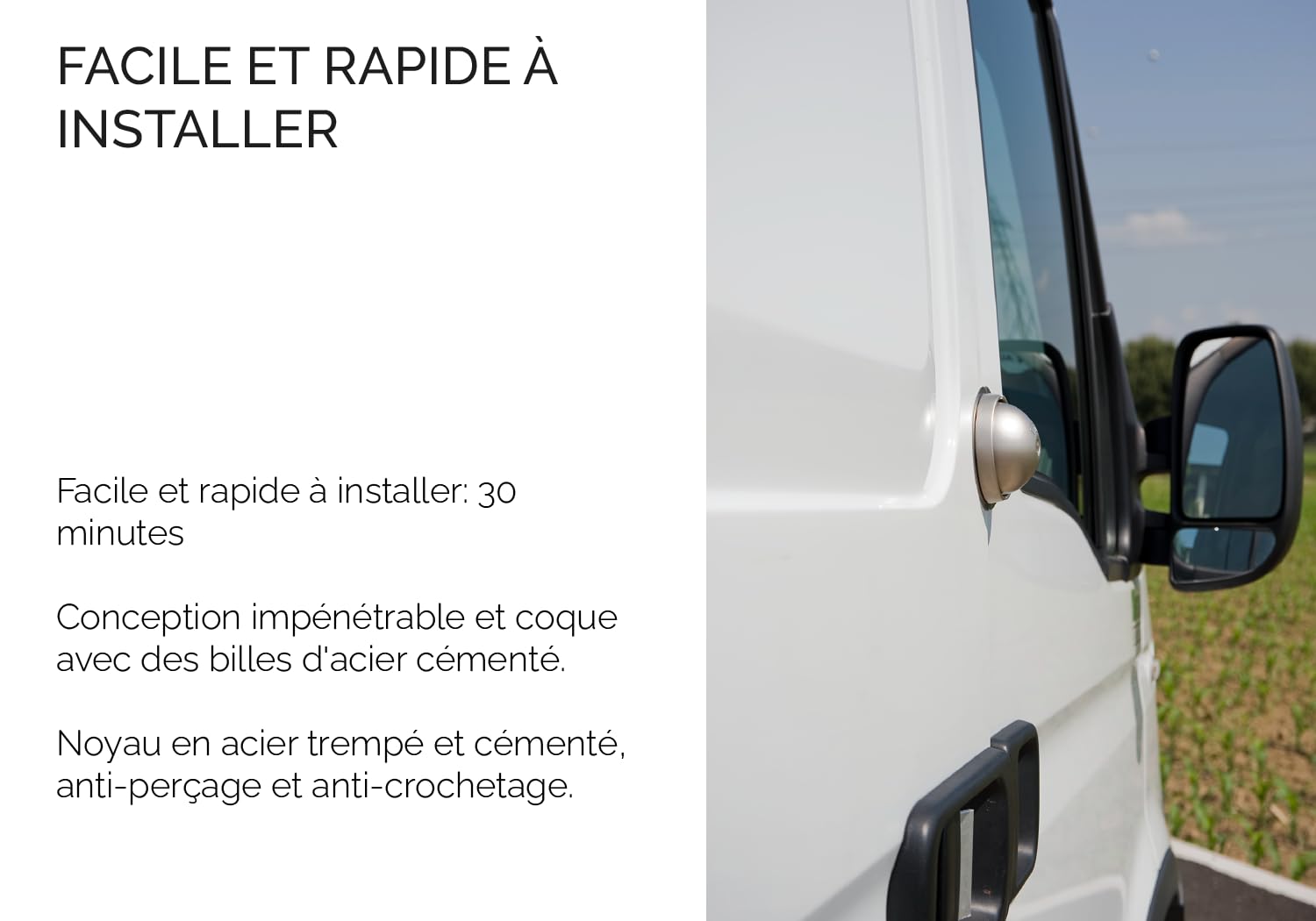 UFO VAN LOCKS Kit Simple Serrure Antivol pour Véhicule Utilitaire avec Fermeture Débrayable