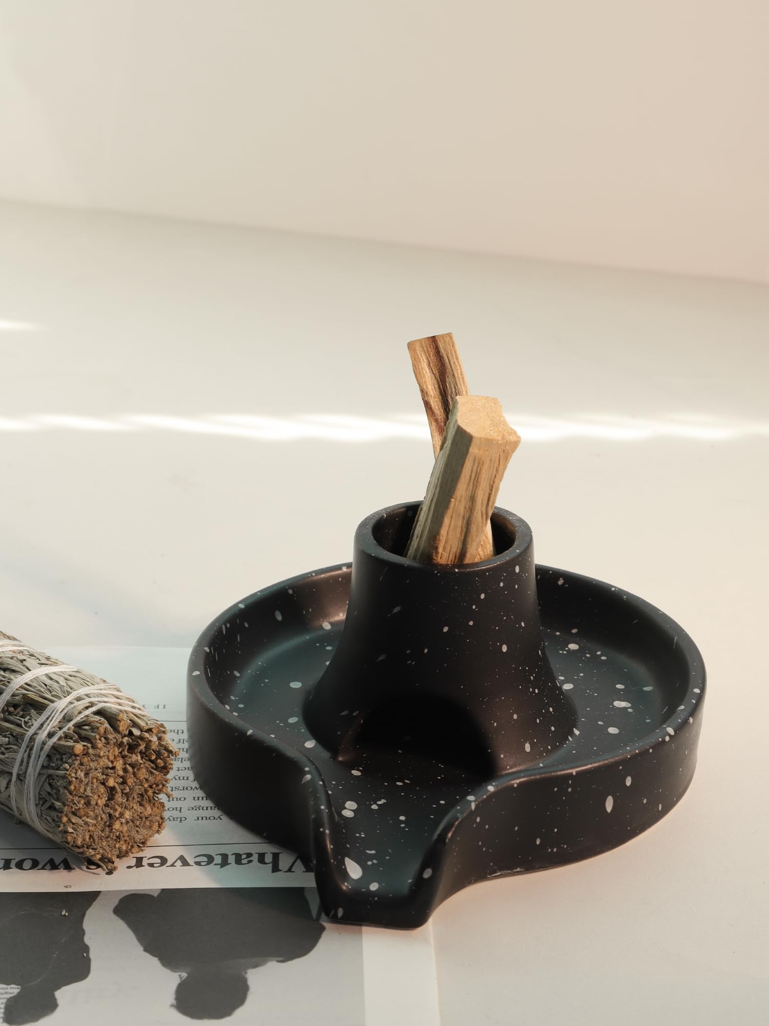 BEYLAB incense holder ceramics, 3 in 1 Incense burner for Palo Santo Sage smudge bowl stick Coil Cones - Image 3