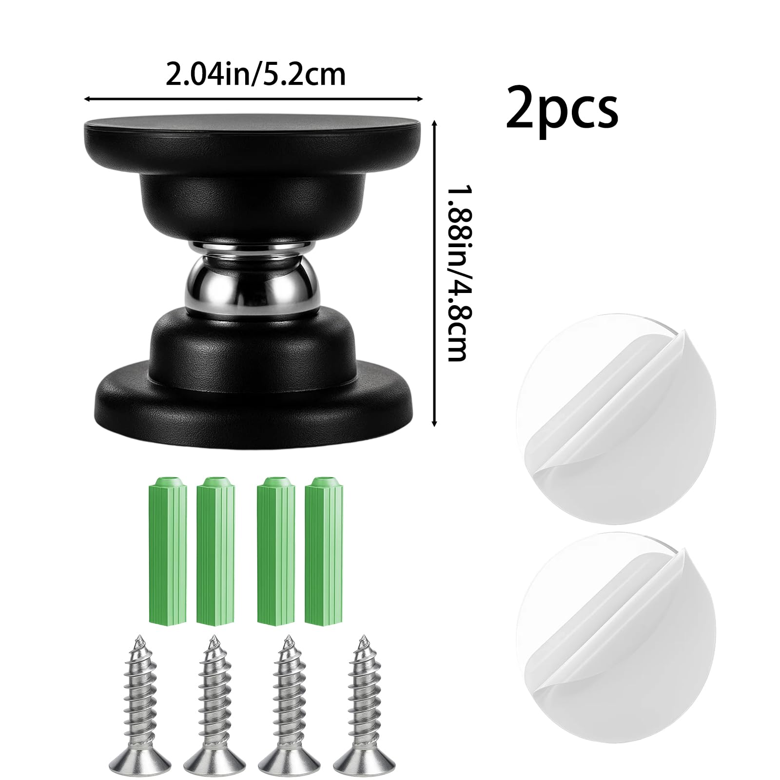 Magnetic Door Stop, 2 PCS Strong Hold Door Stopper for Uneven Doors Compact Design with Flexible Mounting Options - Image 2