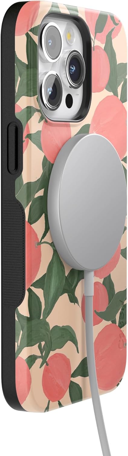 Casely iPhone 15 Pro Case | Feeling Peachy | Blush Vines | Bold Protective Design | Compatible with MagSafe