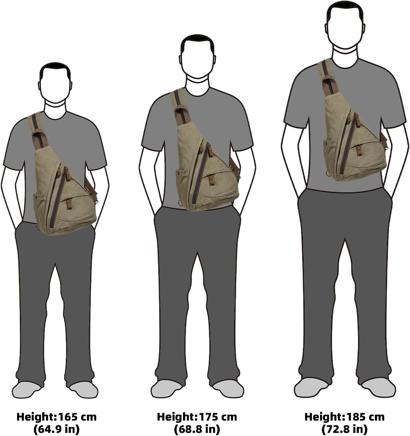 KL928 Canvas Sling Bag - Small Crossbody Backpack Shoulder Casual Daypack Rucksack for Men Women(Large Version,Olive Green) - Image 6