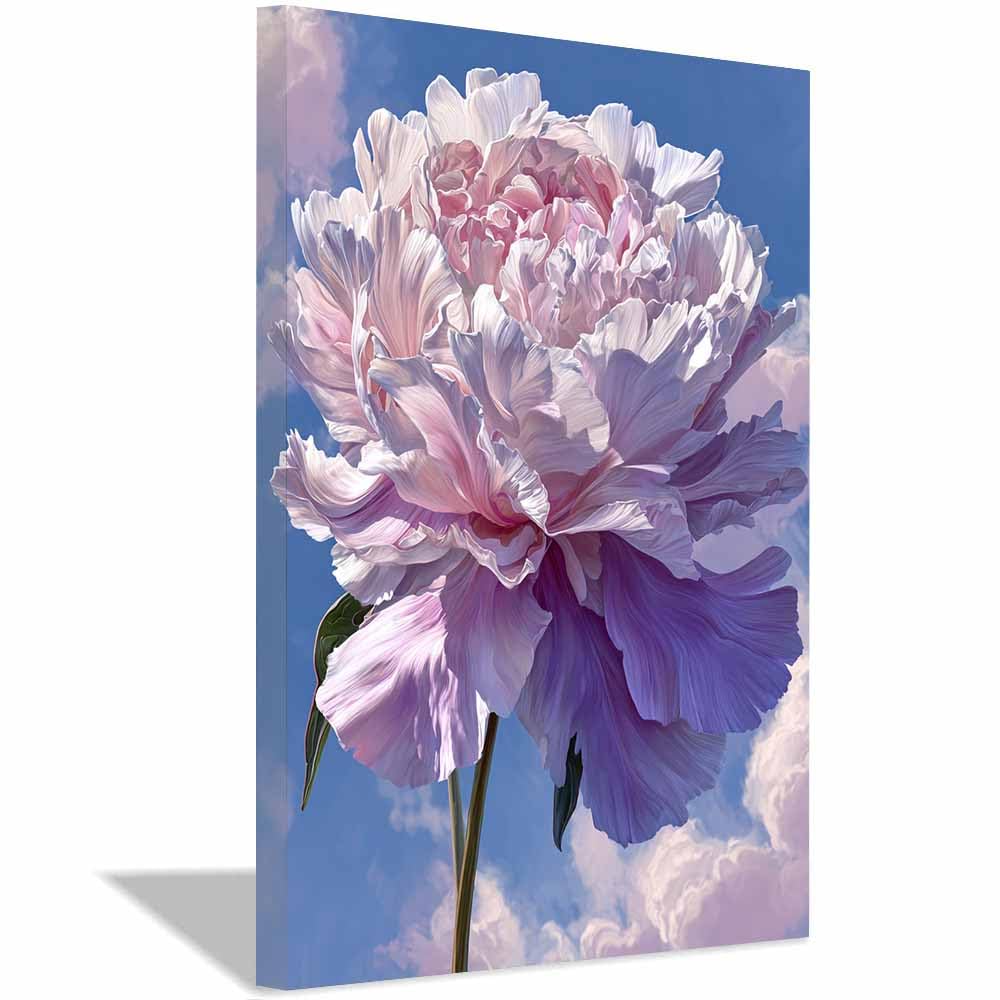 Xeniou Multicolor Flowers Canvas Pastel Peony Sky Art Canvas Wall Art, For Bedroom Bathroom Living Room Home Wall Decor(Multicolor)-70X100cm Framed