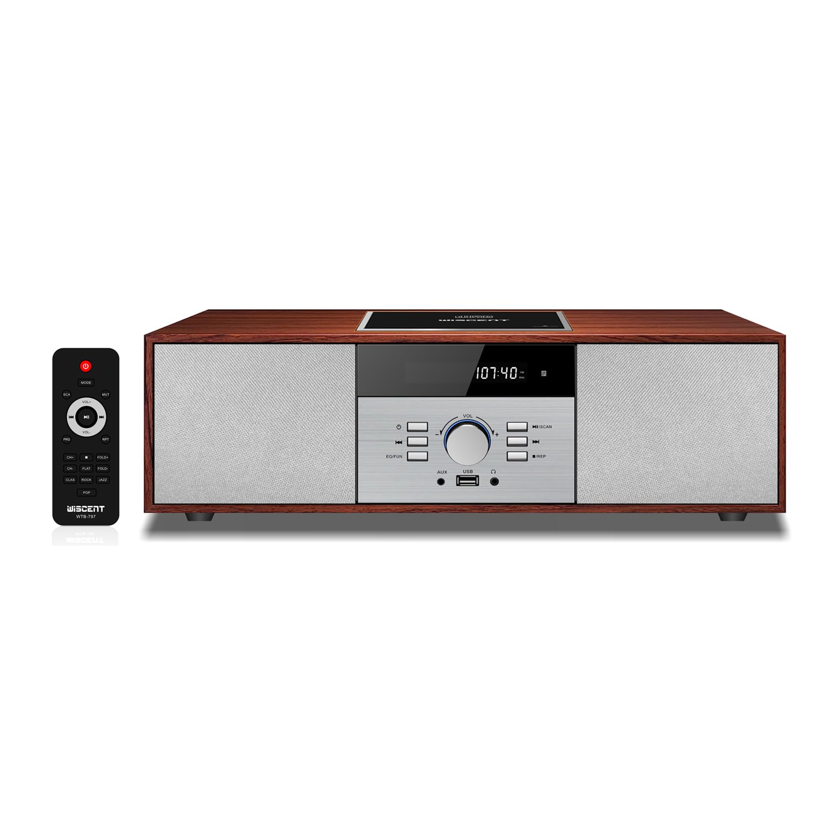 【新品未使用】WISCENT WTB-797 ミニコンポ CDプレーヤー レトロ ミニコンポ・セットコンポ CDプレーヤー ビンテージスタイル HiFi