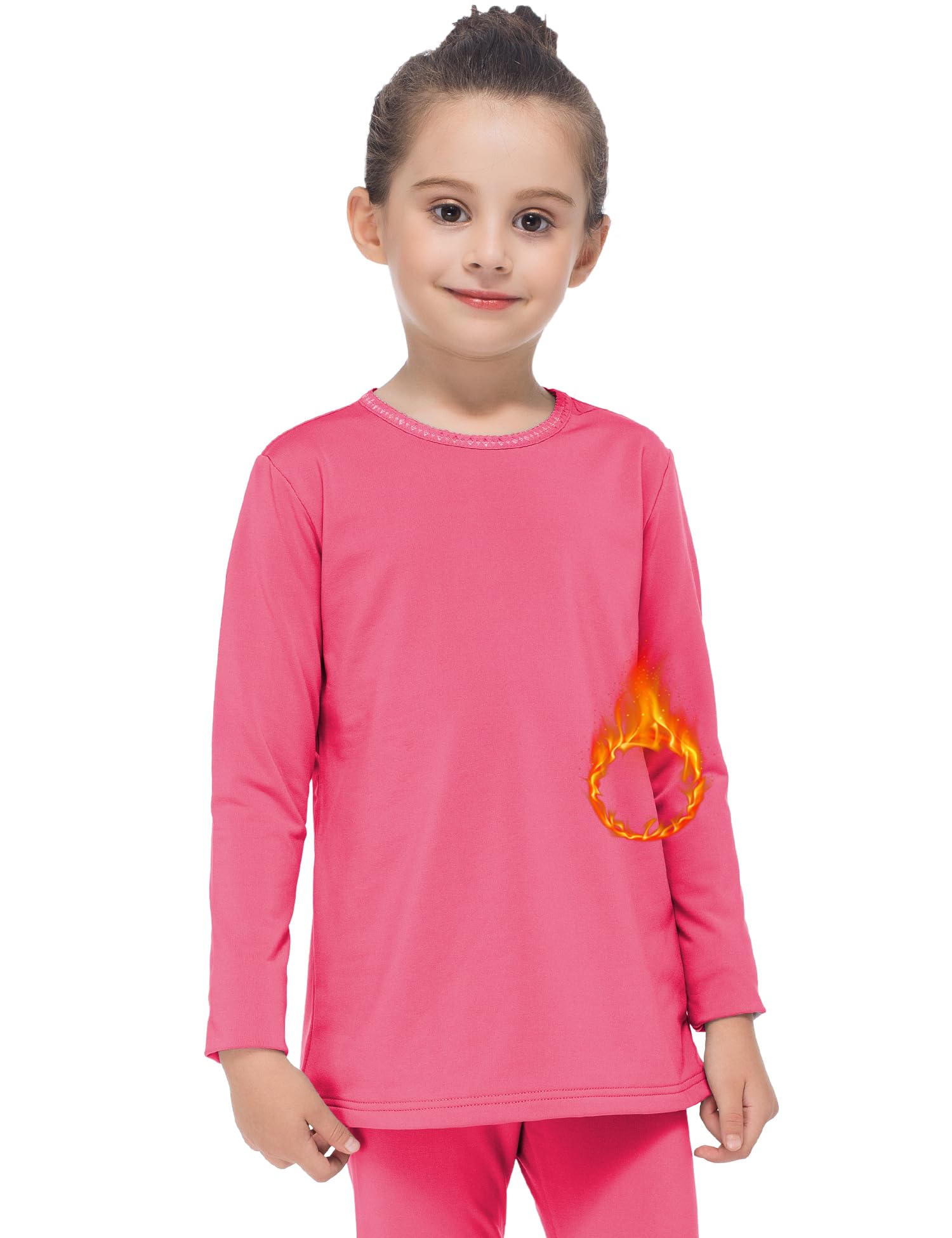 Subuteay Girls Thermal Top Long Sleeve Fleece Lined Base Layer