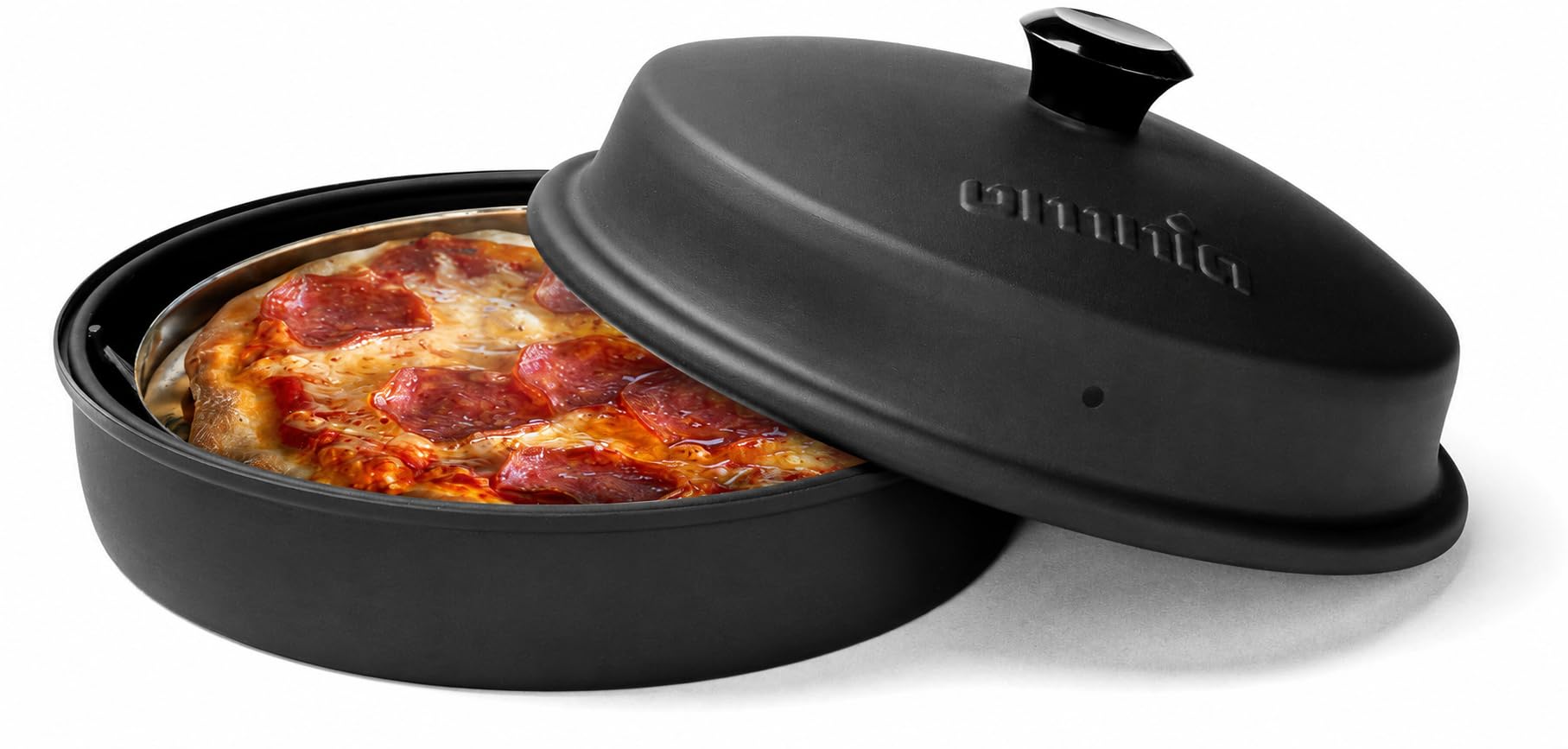 Omnia® Stovetop Pizza Oven – Tragbarer Pizzaofen für den Herd für Camping, Wohnmobil, Wohnwagen, Balkon und Boot – Mobiler Pizzaofen aus Edelstahl – Knusprige Pizza in 8 Minuten