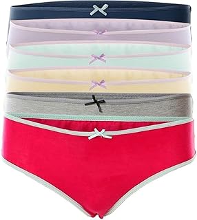 بانتيهات ناعمة متوسطة الخصر حجم صغير - للبنات - طقم من 6 قطع, متعدد الألوان, 4-5، قطن