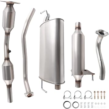 409 Stainless Steel Exhaust Resonator Muffler System Kit Compatible with 2003 2004 2005 Corolla 1.8L L4 | OE 53717 54698 54461 | EPA Compliant