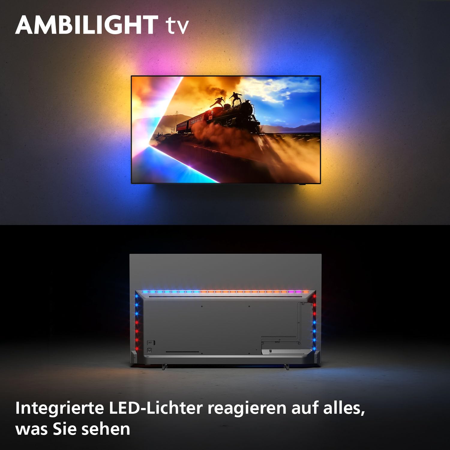 PHILIPS Ambilight 48OLED760 4K OLED Smart TV - 48 Zoll Display mit P5 AI Perfect Picture Engine Ultra HD, Titan OS, Dolby Vision und Atmos Sound - Funktioniert mit Alexa und Google Sprachassistent