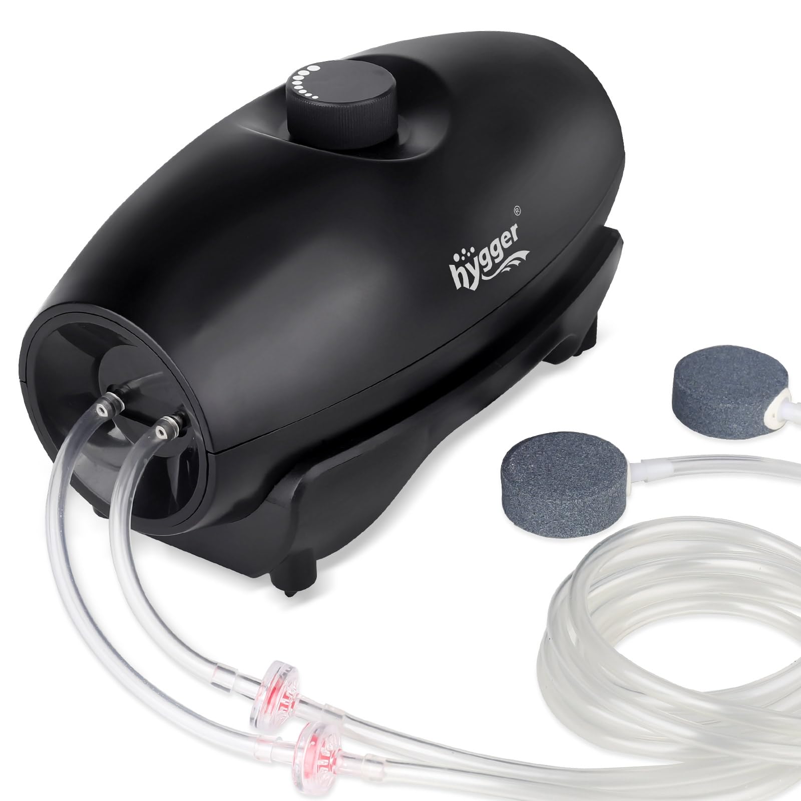 hygger Aquarium Luftpumpe,530L/H Aquarium Air Pump Set mit 2 Luftauslässen,5W Regelbar Aquarium Luftpumpe Fish Tank Air Pump mit Luftschlauch,Ausströmerstein und Rückschlagventil
