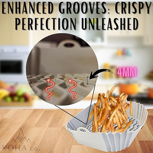 Miniatura 6 de Revestimientos de silicona para freidora de aire, paquete de 2 forros de silicona reutilizables para freidora de aire, cesta para freidora de aire,