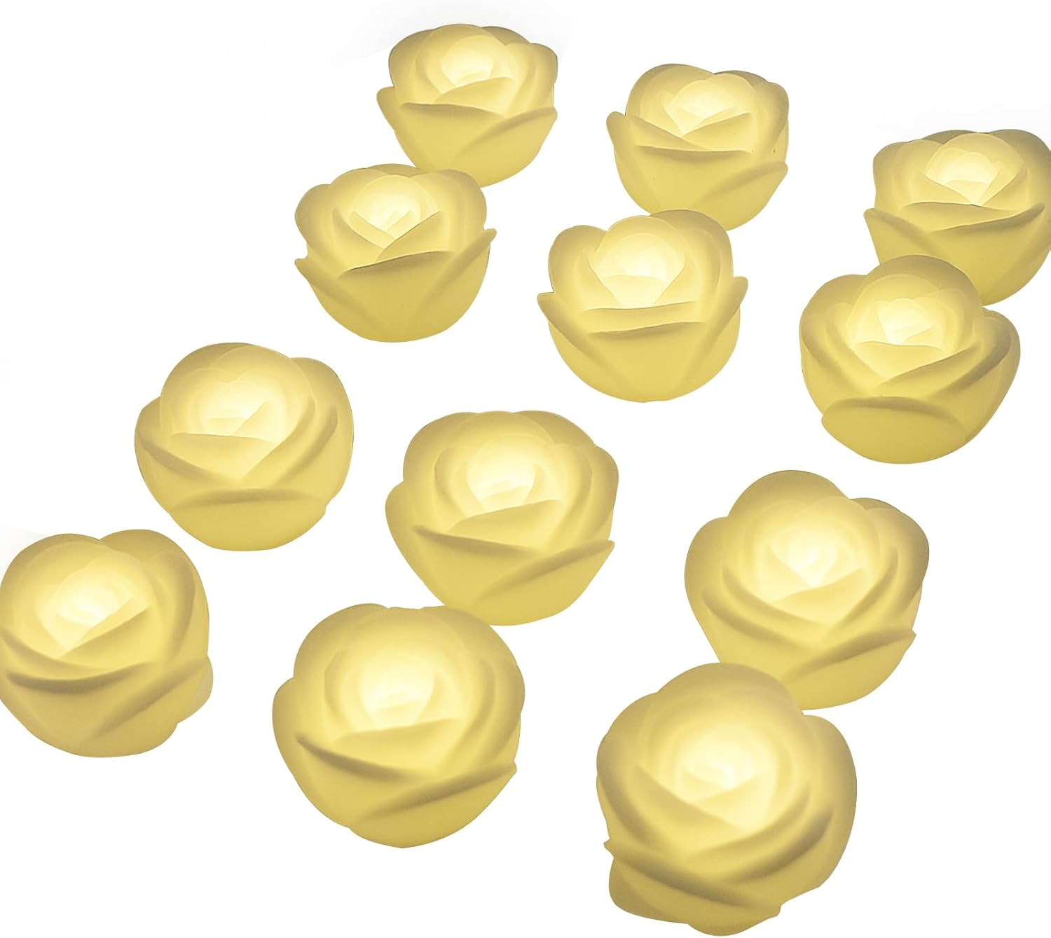 LARDUX ARDUX Pack of 12 LED Floating Candles - Flameless Floating Rose Tea Lights Waterproof Flower Wax Candles Battery-Powered for Wedding Centerpieces Pool Party Decoration