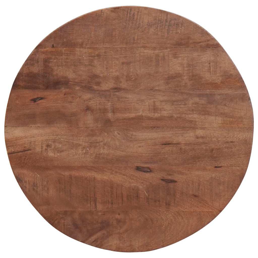 Nesting-Couchtische 2 pcs aus massivem Mangoholz und Stahl, runde Wohnzimmertische mit Ablagefach, Beistelltische für Sofa und Lounge, vielseitig nutzbar für Getränke, Deko und Stauraum