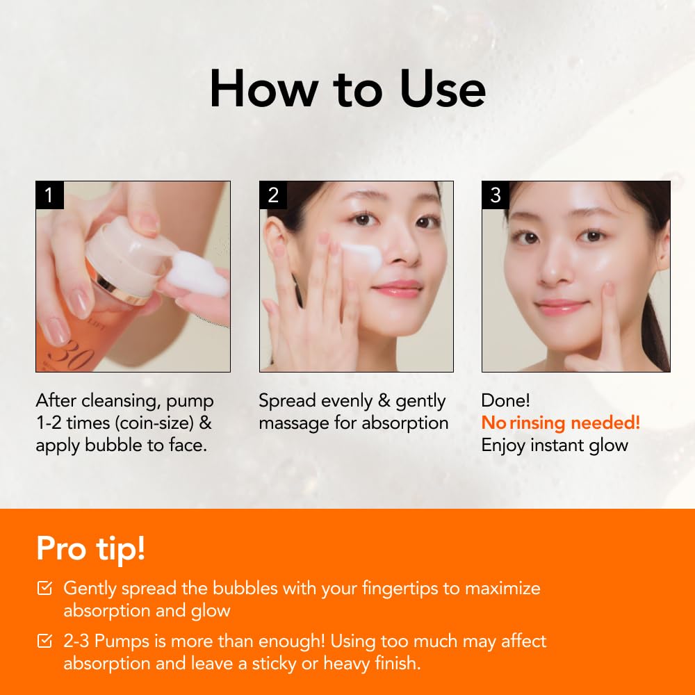 MENOKIN 30 Seconds Quick Bubble Mask [LIFT] - [Collagen] & Niacinamide in Micro-bubbles for Anti Aging, Boost Elasticity, Fine Lines, Korean Glass Skin Care Essential, 70 Uses, 3.21 fl.oz - Image 7
