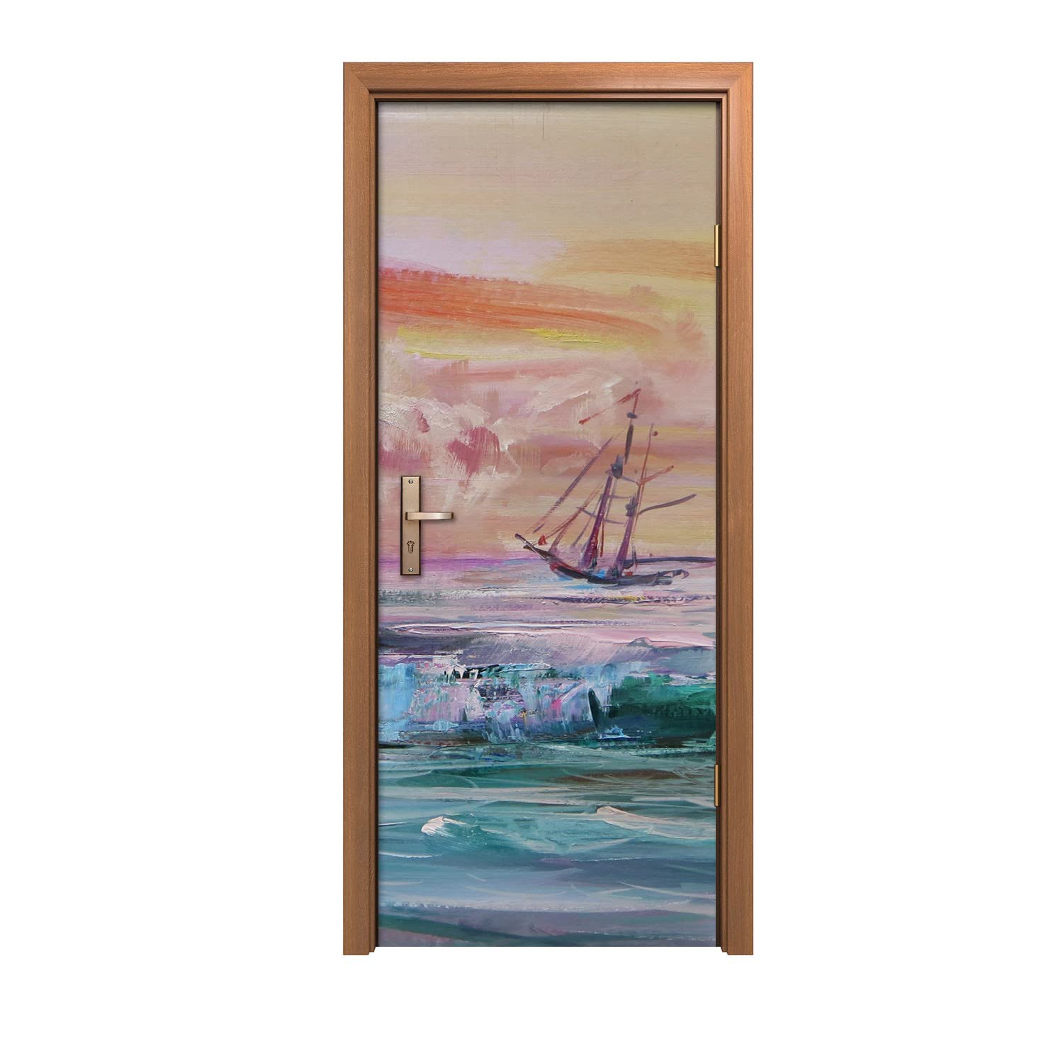 Autocollant de porte 80x200cm Ocean Sea Ship pour masquer les traces sans peindre