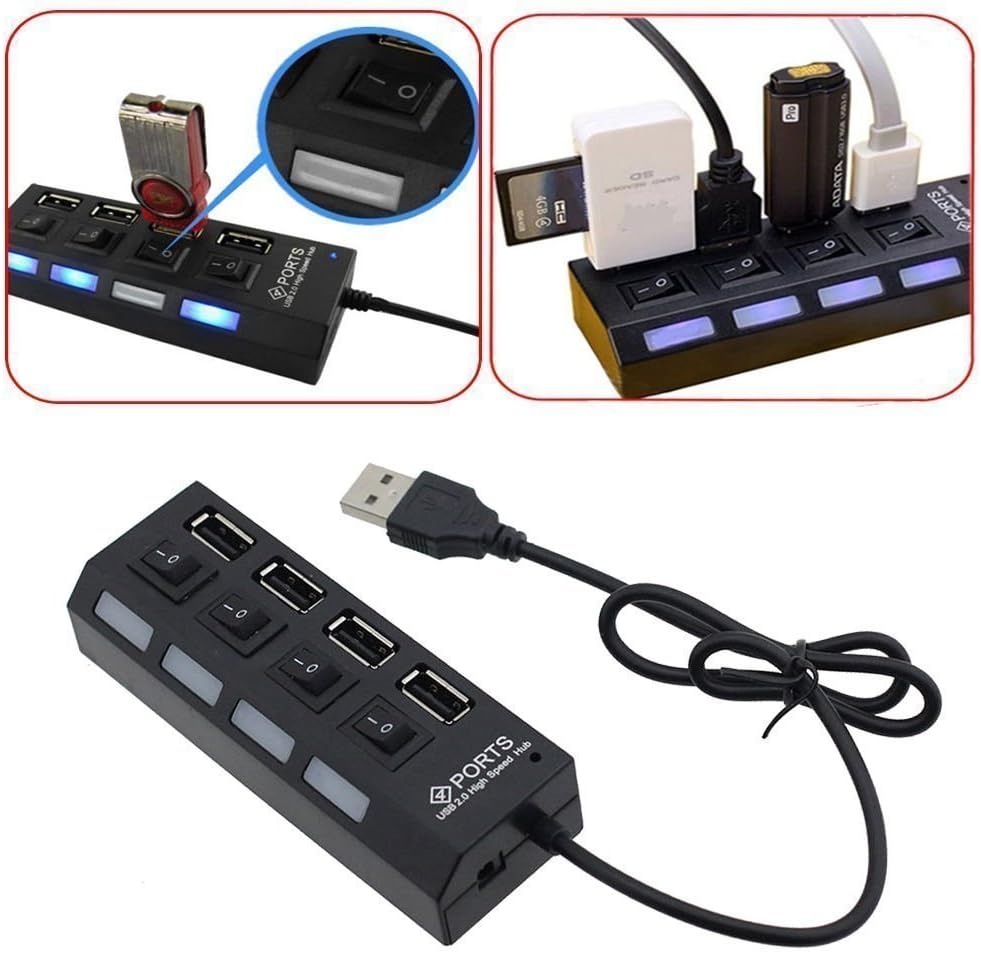 Navya 4 Port USB 2.0 Hub with Independent(Black Or White)