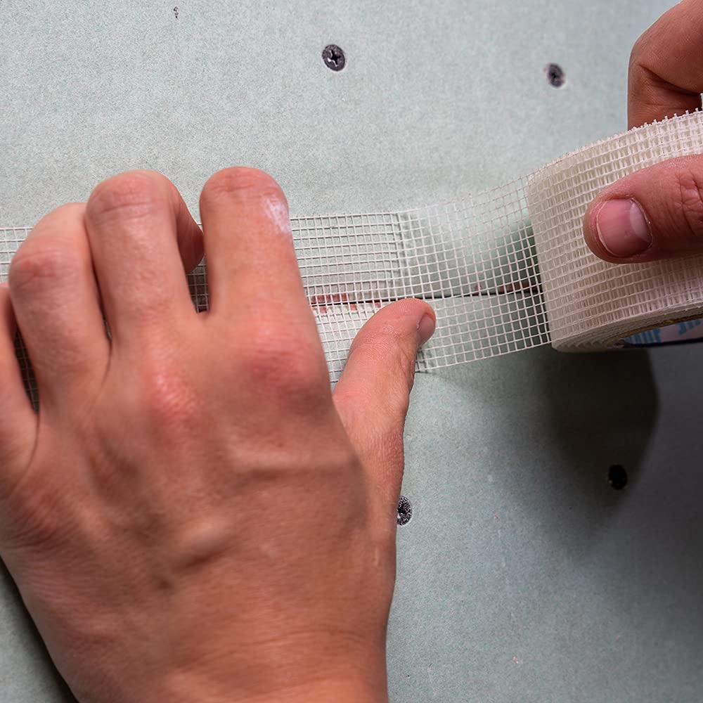 PRITEX – 8 Rollen Gitterband selbstklebend 48 mm x 90 m – Glasfaser Gewebeband zur Reparatur von Rissen im Mauerwerk & als Fugenarmierung von Gipskartonplatten – Fugenband für Trockenbau