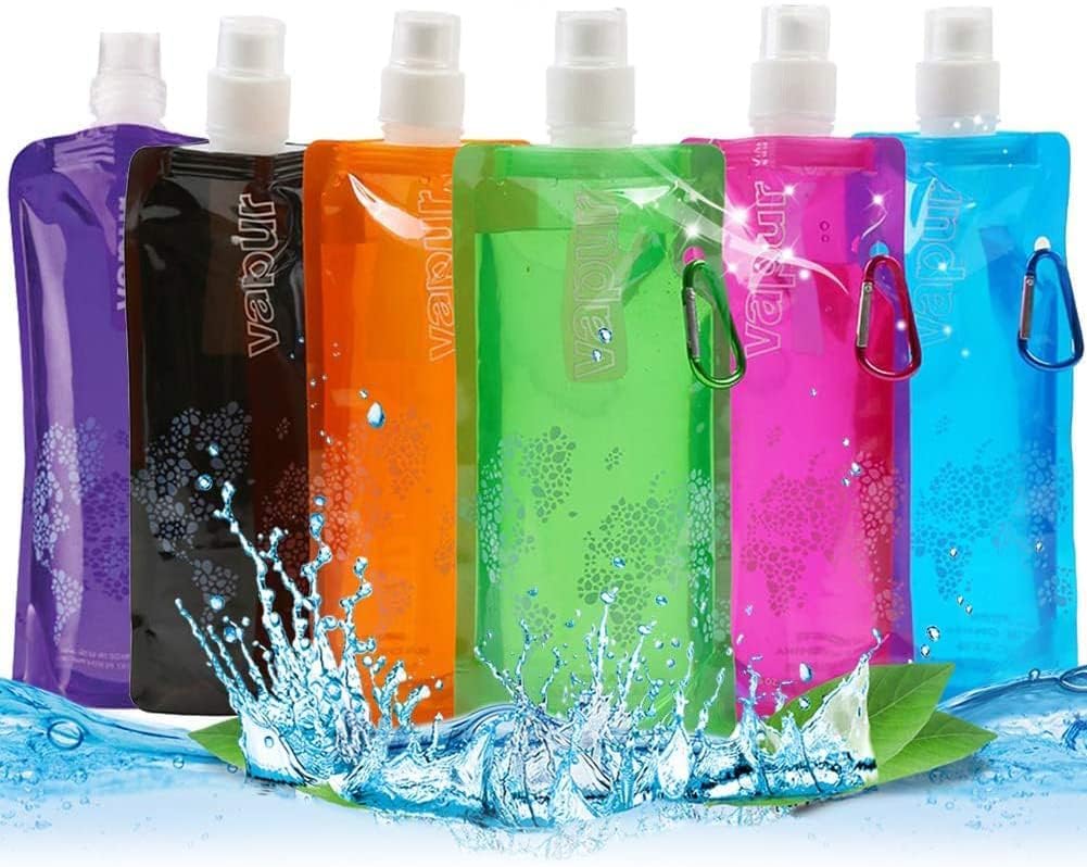 WFKKMEQ Foldable Sports Bottle, Collapsible Water Bottle, 480ml Collapsible Stock Bottles, Reusable Drinking Water Bottle with Clip for Biking, Hiking Travel, Outdoor Activities - 6pcs Hooded Cape