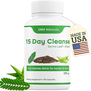 GMX 15 Day Cleanse - Gut and Colon Support - Advanced Gut Cleanse Detox for Women & Men with Senna, Cascara Sagrada & Psyllium Husk - Non-GMO - Made in USA - 30 Capsules