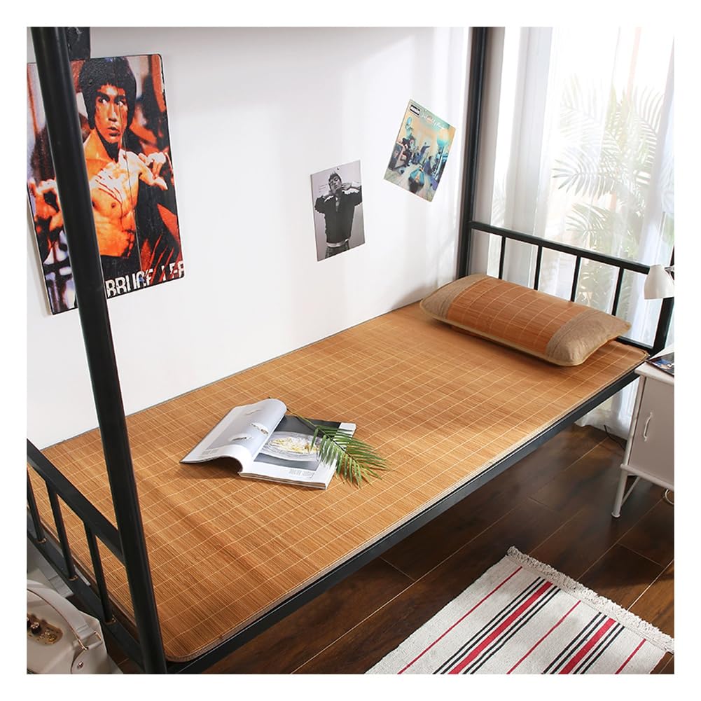 HYQOUKLR Rattan Mat Bed, Bamboo Summer Cooling Sleeping Mat with Rattan Pillowcase Multicolor Multiple Sizes(E,180cmx200cm)