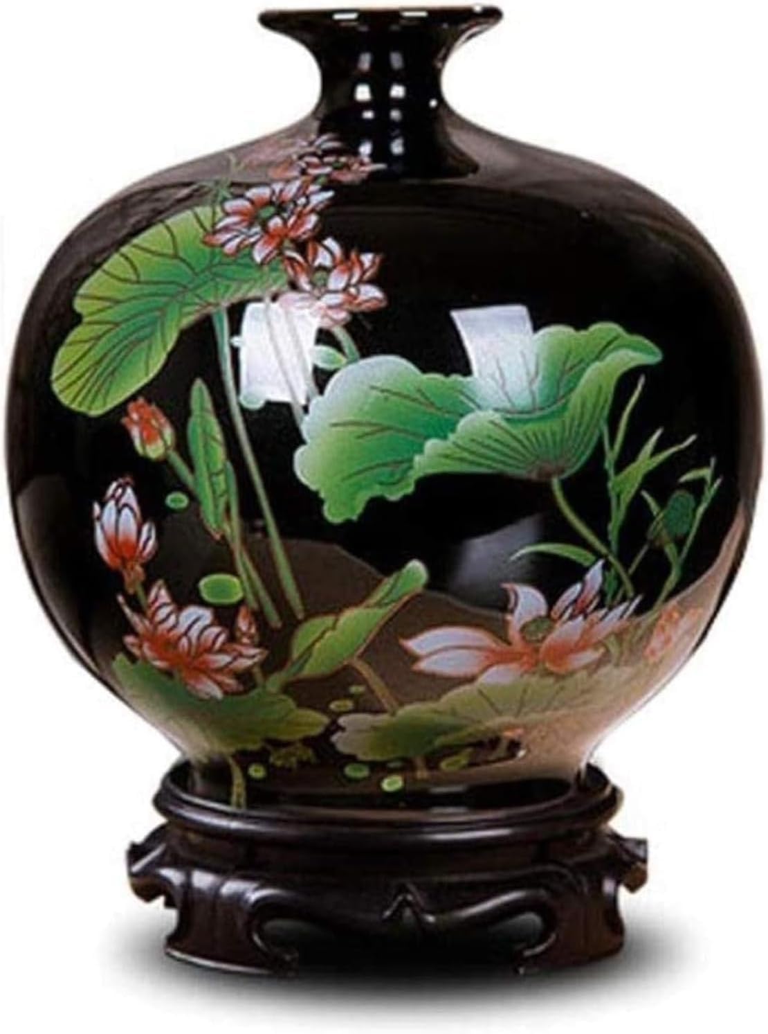 Bzgpmfud One Color Vase Desktop Ceramic Handmade Crafts With Base Lotus Pattern Can Be Placed In The Club Hotel Accessories