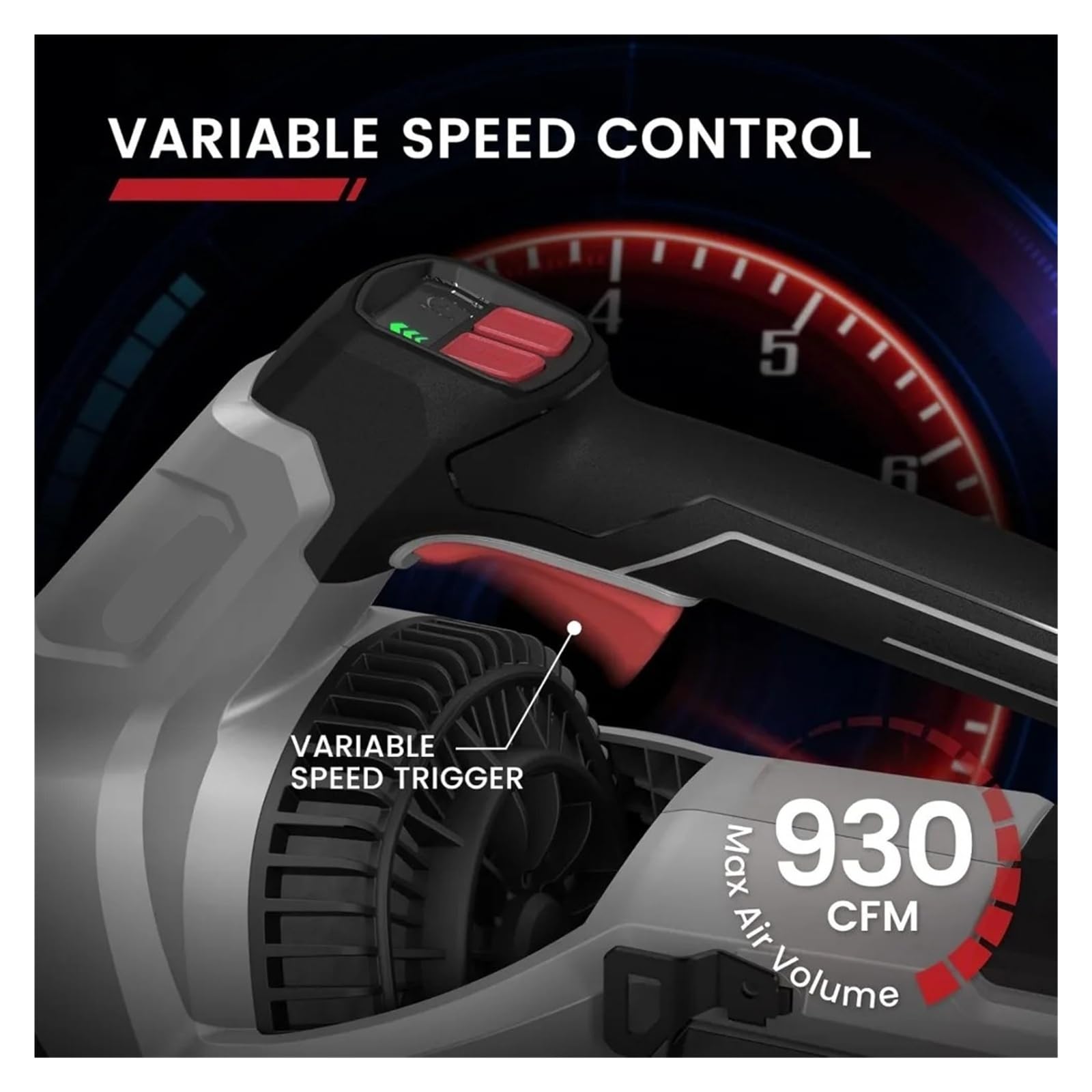 Soplador de Hojas, Soplador de Hojas inalámbrico, Potente soplador 58 V, Motor sin escobillas, Turbo Velocidad Variable