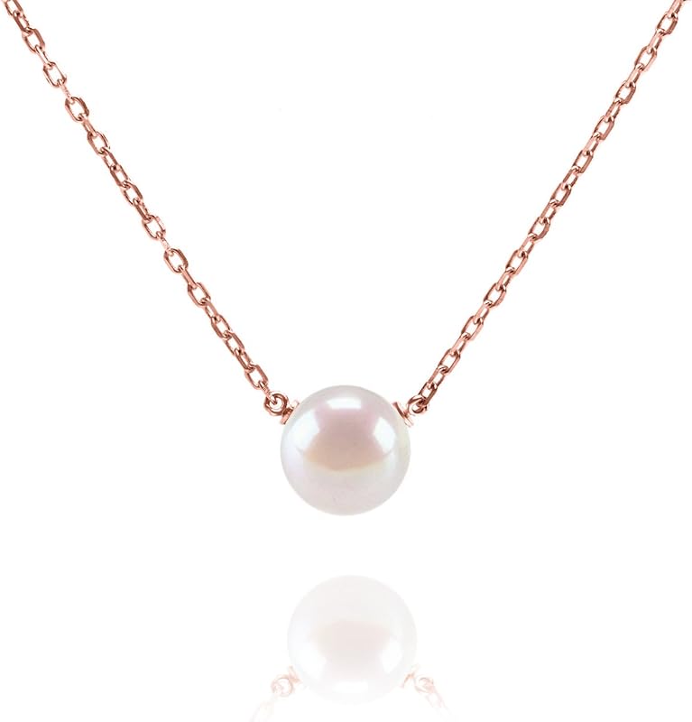 PAVOI Colgante de collar con una sola perla cultivada en agua dulce AAA+ seleccionada a mano | Collares de oro para mujer
