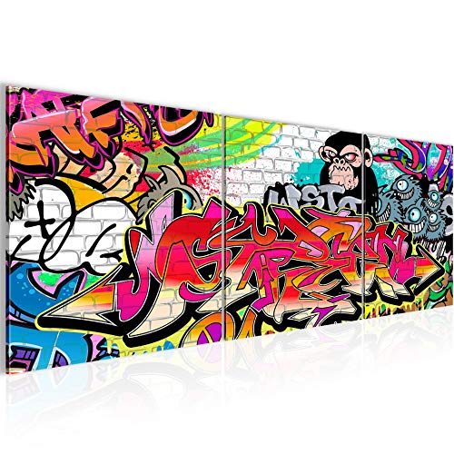 Runa Art - Peinture Graffiti 120 x 40 cm Tableau en Toile non Tissée Coloré En plusieurs Parties Moderne Decoration Murale 401733a