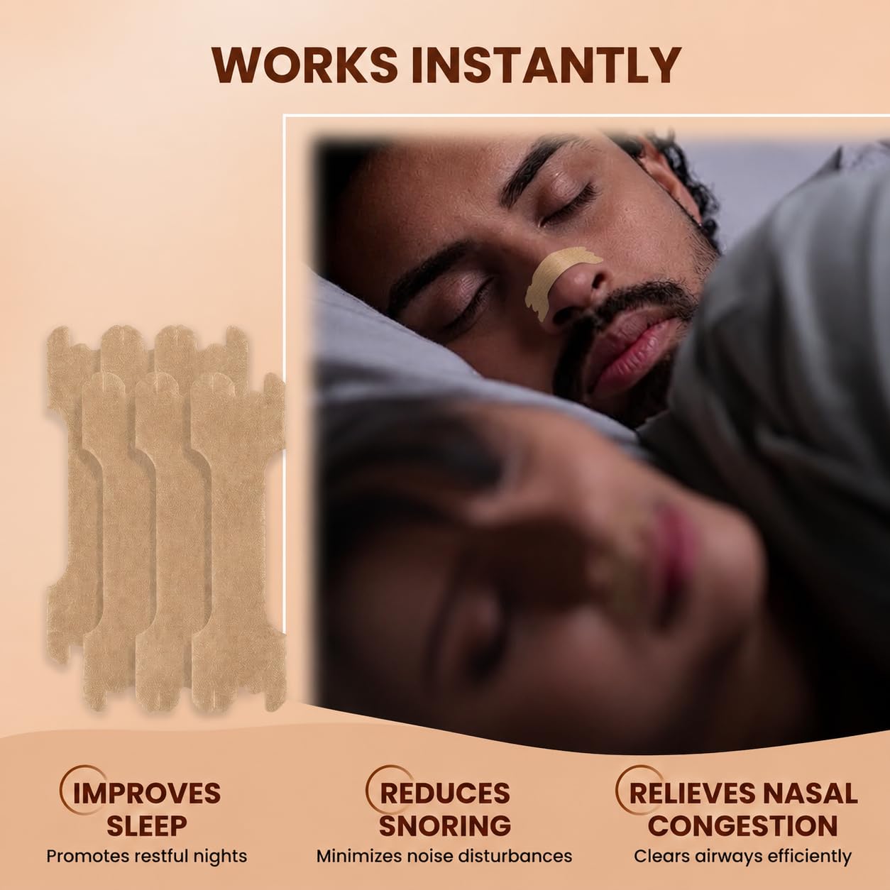 DOLTAS Nasal Strips for Better Breathing & Snoring Relief | Instantly Relieves Nasal Congestion | Improve Oxygen Intake | Strong Hold, Sweat-Resistant & Skin Safe | Enhances Sleep & Athletic Performance | 30 Patches (Beige) — Amazon image 4