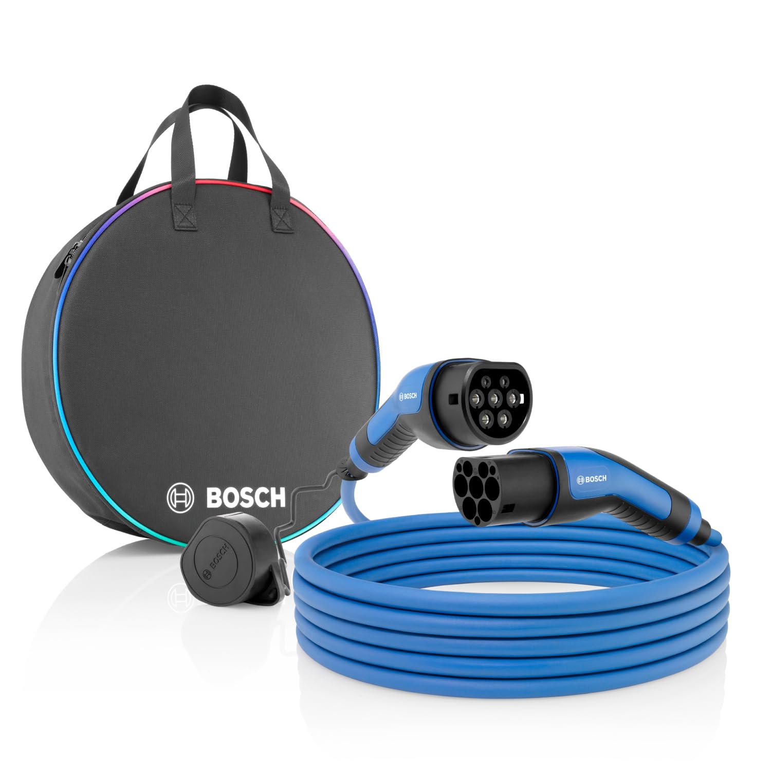 Bosch Cable de Carga EV - 11 kW, 7 Metros, trifásico, 20 A | Cable resistente para vehículos eléctricos e híbridos enchufables - tipo 2 a tipo 2, modo 3 - incluye bolsa de transporte
