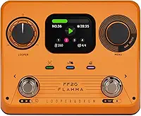 FLAMMA Pedal Looper Ff20 para Bateria Eletrônica, Pedal Looper para Guitarra com Tela, Gravação de 300 Minutos, 220 Grooves de Bateria, 100 Slots de Loop, Time Stretch, Gravação Automática, Saída Usb