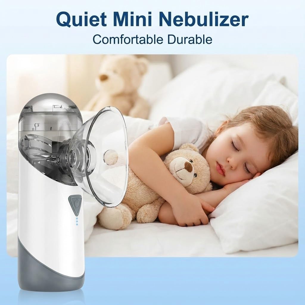 Inalatore economico per uso domestico: terapia con nebulizzatore silenzioso e autopulente con dimensione delle particelle regolabile, portatile e alimentato a batteria