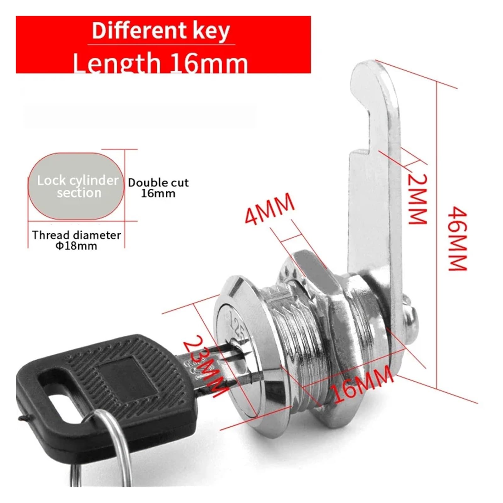 Cabinet Lock 5/20SETS Sicherheitsschloss Metallzylinder Schrankschließfach Nockenschloss Mit Schlüssel Sicherheitsbriefkastenschloss Schublade 16mm/20MM/25MM/30MM(Style 06,100Sets)
