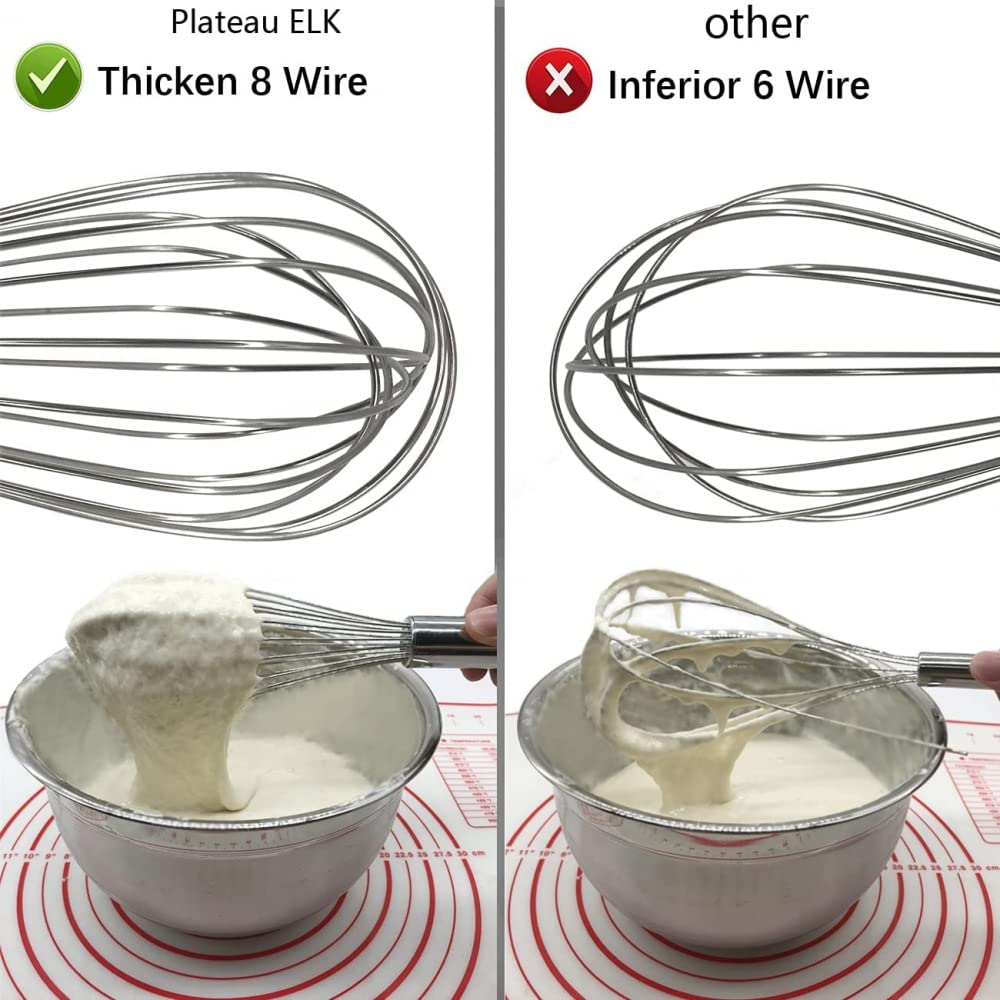 Batidos GANDUNQI para cocinar, Paquete de 3 Batidos de Acero Inoxidable para Mezclar, batir, batir y agitar, Juego de Batidos de Alambre de Globo de versión Mejorada, 8 "10" 12"