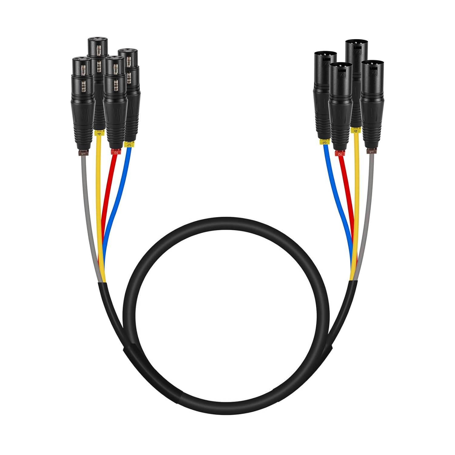 Phenyx Pro XLR Snake Cable, ColorCoded 4Channel XLR Male to XLR