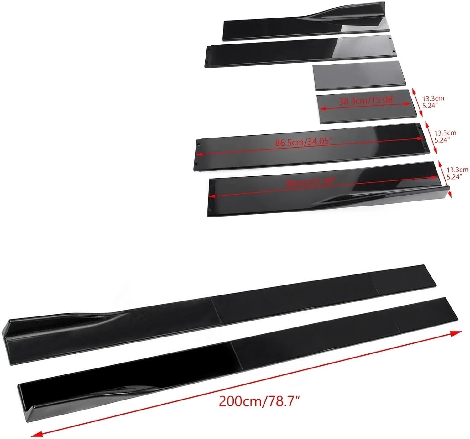 78.7" Side Skirt Splitter Spoiler Lip Rocker Panel Extensions Body Kit Car Bumpers Gloss Black Compatible For Subaru Impreza WRX STI(Black)