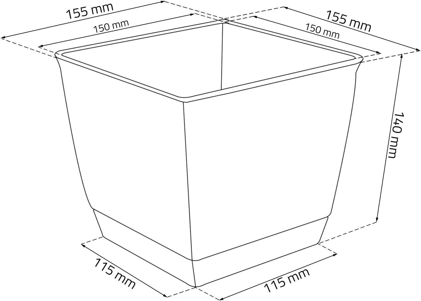 Prosper Plast DRLK165-440U 16.5 x 16.5 x 14.2 cm Ratolla Square Flowerpot - Dark Brown