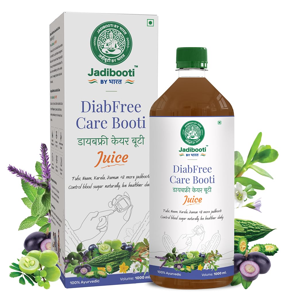 Diabfree Care Booti from Jadibooti By Bharat | 100% Ayurvedic Juice for Sugar Control | Vijaysaar, Gudmar, Karela, Jamun +8 More | Clinically Proven | 1L Diabetes Control | Advanced Ayurvedic Formula for Diabetes Support | Herbal Sugar Balance