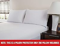 Vista 8 de Guardmax - Protector de almohada resistente al agua y a prueba de chinches - Con zipper - Juego de 2 - Silencioso, Poliuretano, Blanco, Estándar