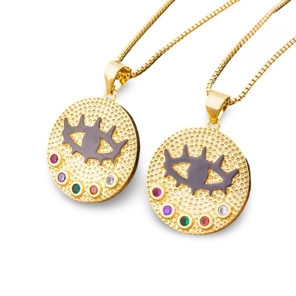 Collier pendentif rond anti-virement couleur or LAMGUL ajustable sans pierre précieuse