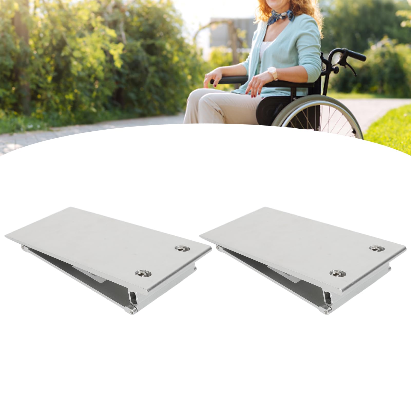 1 par de rampas de umbral de acceso para sillas de ruedas, aleación de aluminio, rampa de umbral de acceso de movilidad ajustable para baño en casa