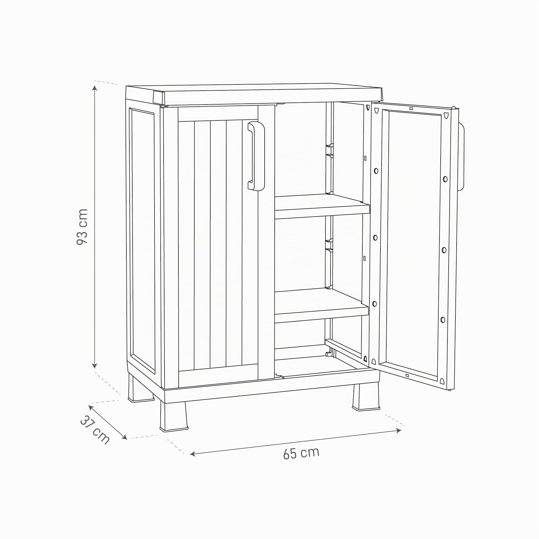 Toomax Armario móvil de resina para exterior bajo gris Wood 65 x 37 x 93 cm, antracita