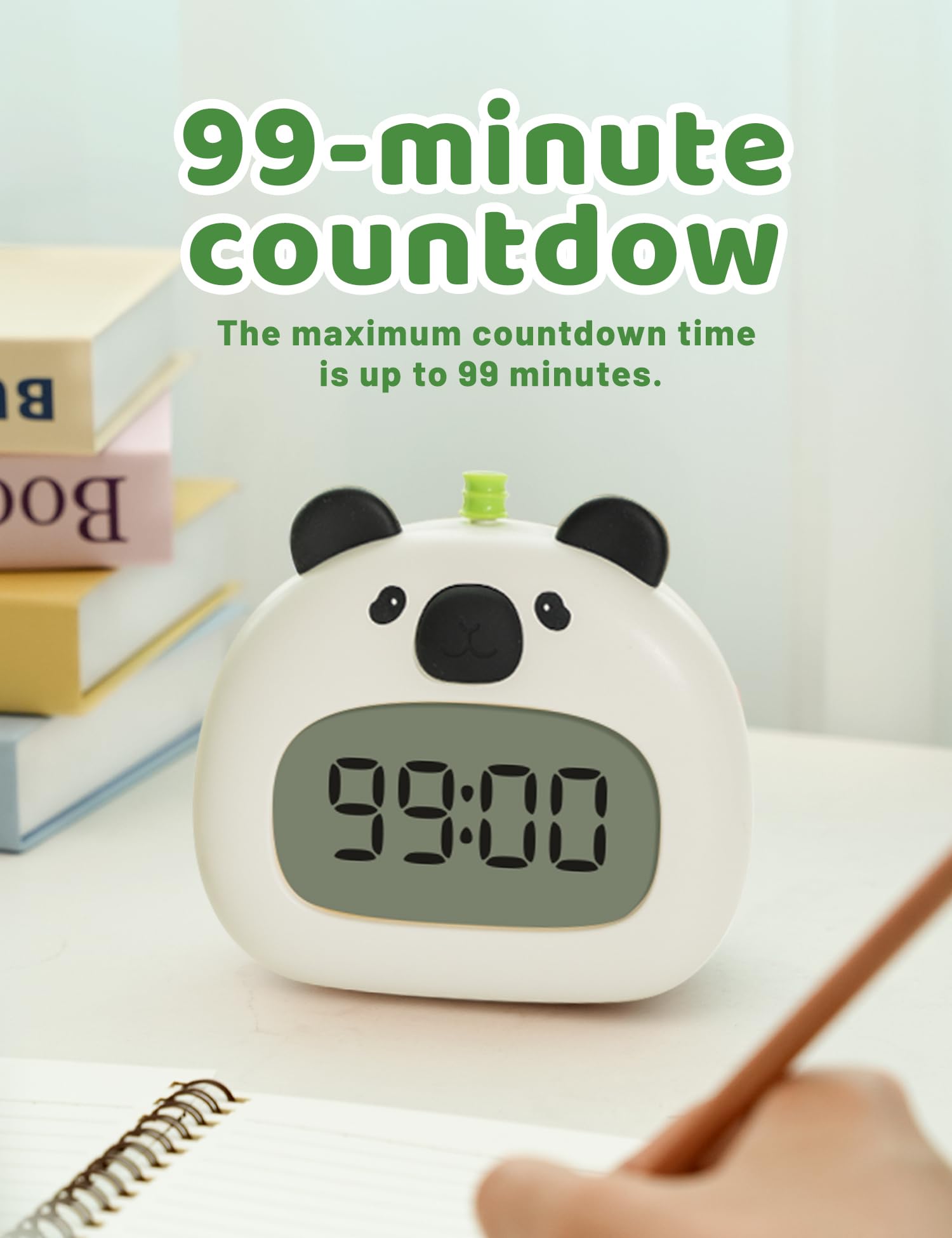 Panda Réveil numérique avec température et date, fonction snooze, 3 réglages d'alarme, éclairage LED jaune chaud, convient pour chambre, table de chevet, études et décoration d'intérieur