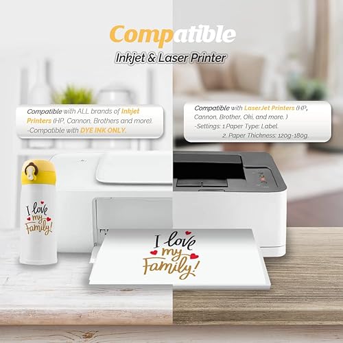 Miniatura 6 de TransOurDream Papel de transferencia de tatuaje temporal imprimible para impresora de inyección de tinta y láser (A+B por juego, 10 juegos, 8.5 x 11