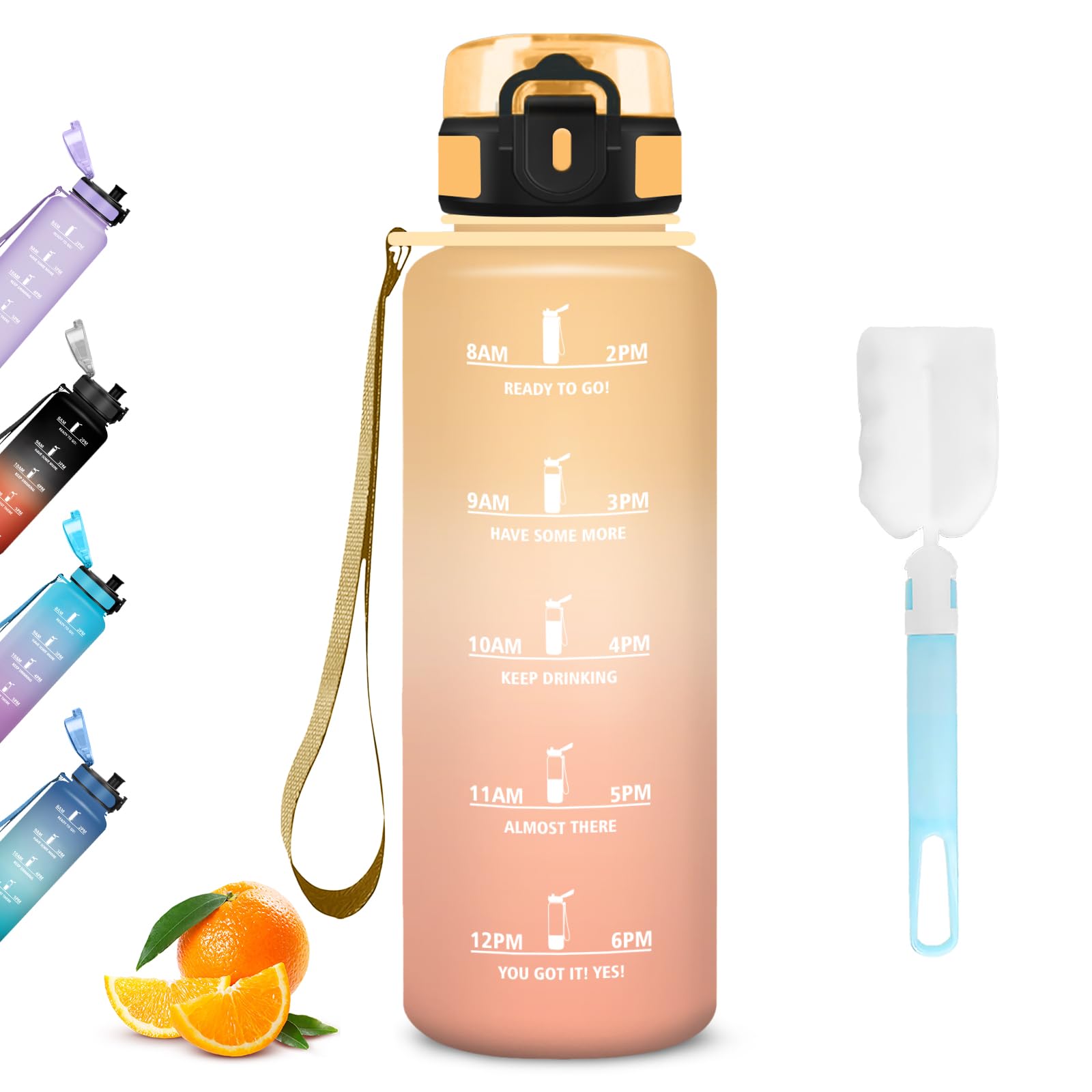 Mujigaga 1.5L Water Bottle, Leakless Gym Water Bottle, Easy to Clean, Motivational Water Bottles with Time Indicator, Graduated Water Bottles for Hiking, Cycling, Fitness