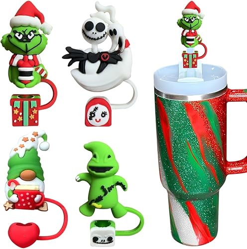 Tapa de popote para Stanley Cup  4 piezas de popote de silicona compatible con vaso Stanley de 40 onzas con asa  Fundas de popote reutilizables para