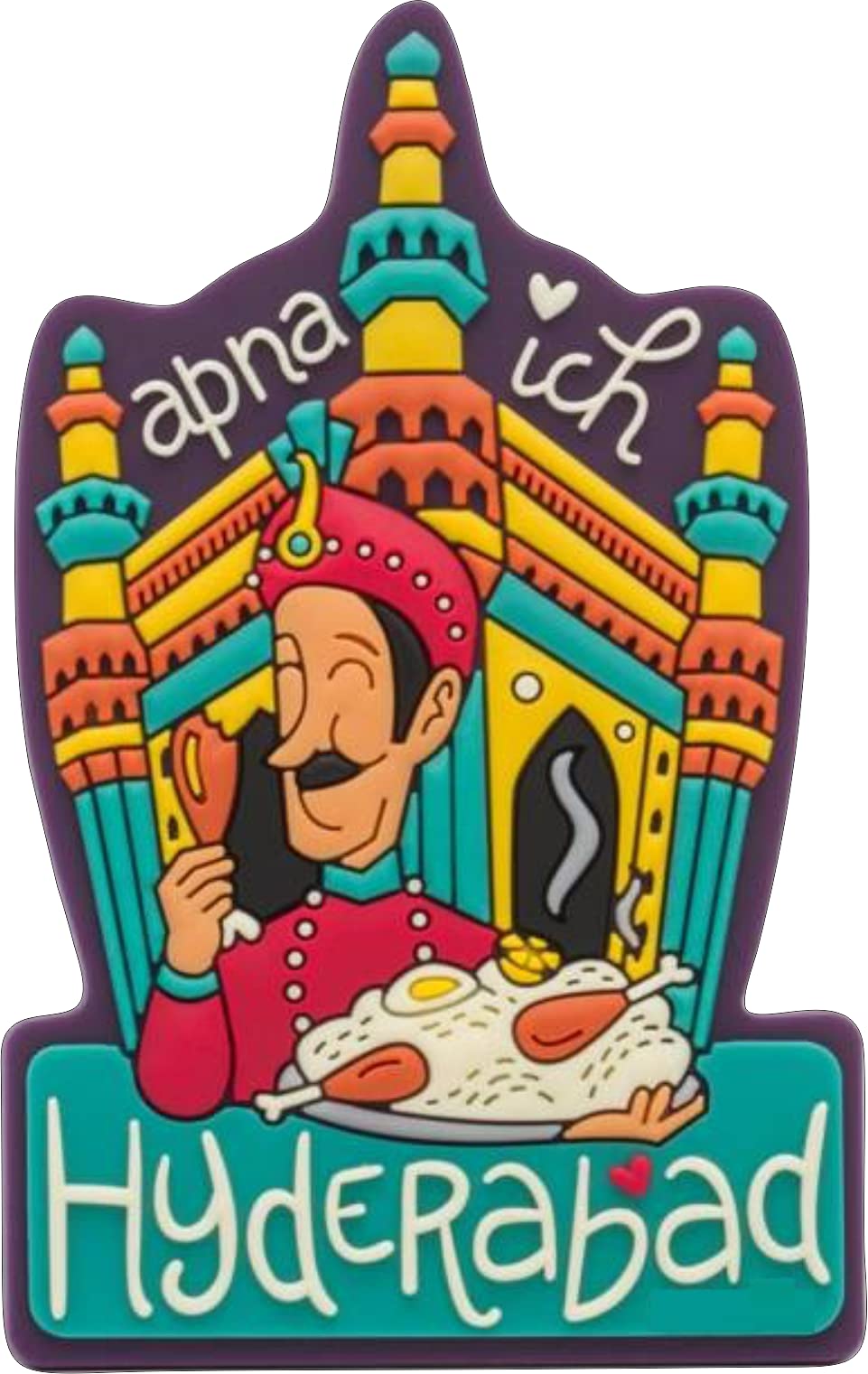 TC The Customizers Set of 1 Wooden Hyderabad Maharaja Pattern Fridge Magnet for Decoration, Fridge Magnets Refrigerator Stylish Set Kitchen