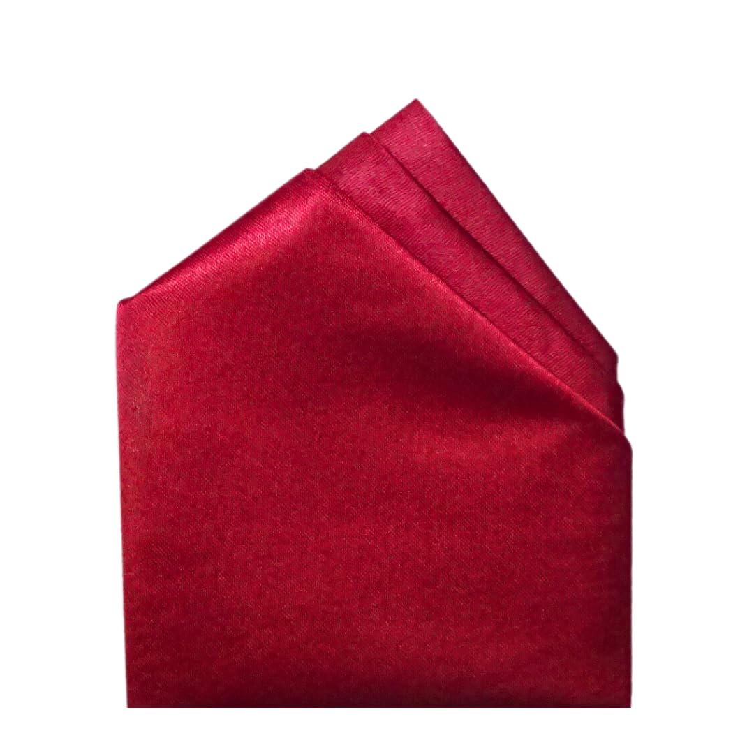 young arrow Men's Solid Color 3 fold Style Pre Folded Pocket Square | Readymade Wedding Handkerchief for Suits, Blazers & Tuxedo (Maroon)-picture-21