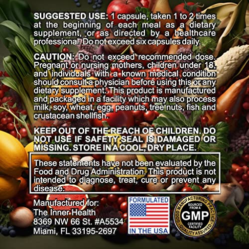 The Inner Health Digest Joy - Advanced Enzyme Blend For Optimal Digestion Support - Amylase, Lipase, Bromelain, Protease,Lactase & Other Enzymes(60 Vegetable Caps) #TOP2