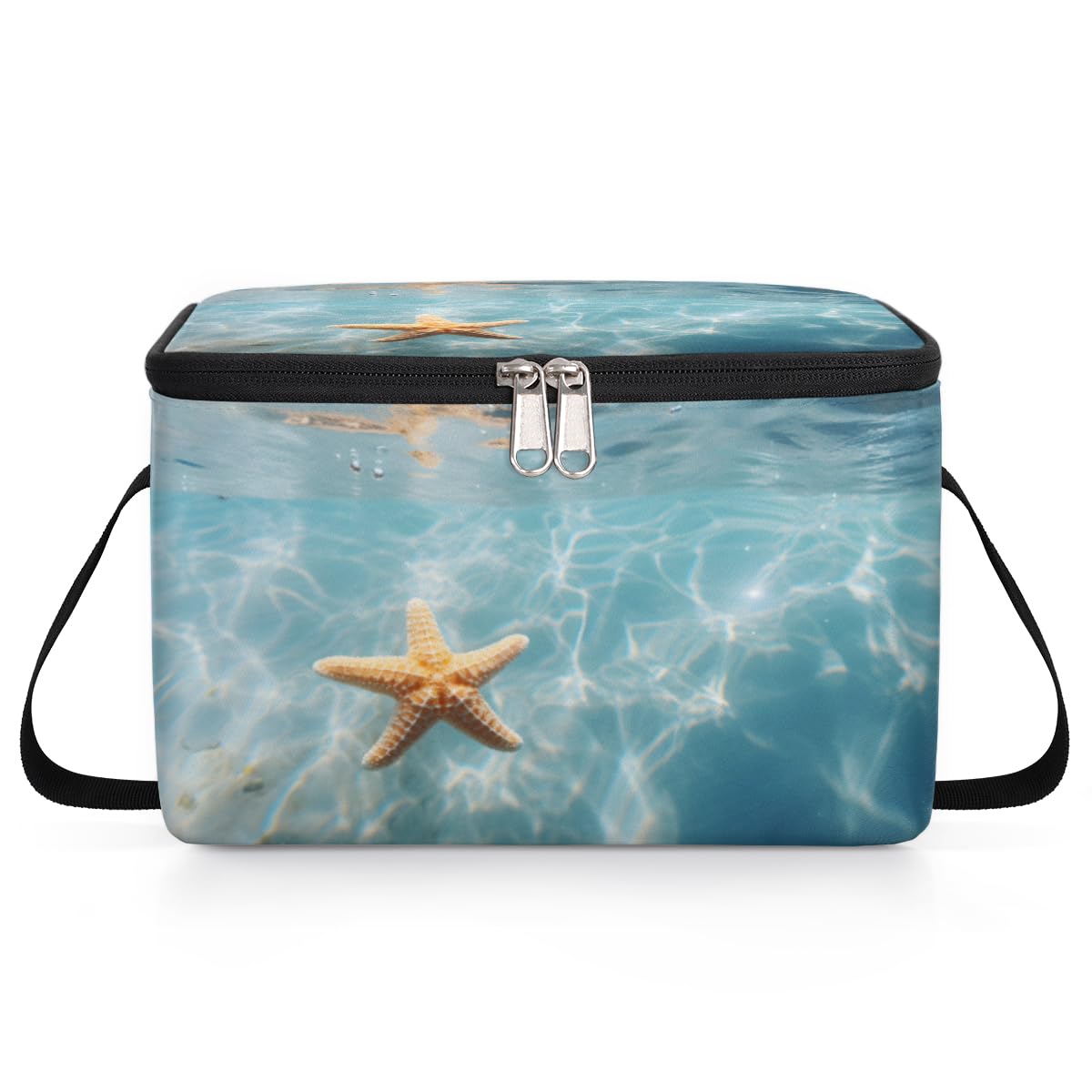 GzLeyigou Starfish in Water Lunch Bags for Women Men 9 Cans, Hot & Cold Food Delivery Bag Insulated Grocery Bag Insulated Lunch Box Marine Life Cooler Bag for Office Work Picnic Beach